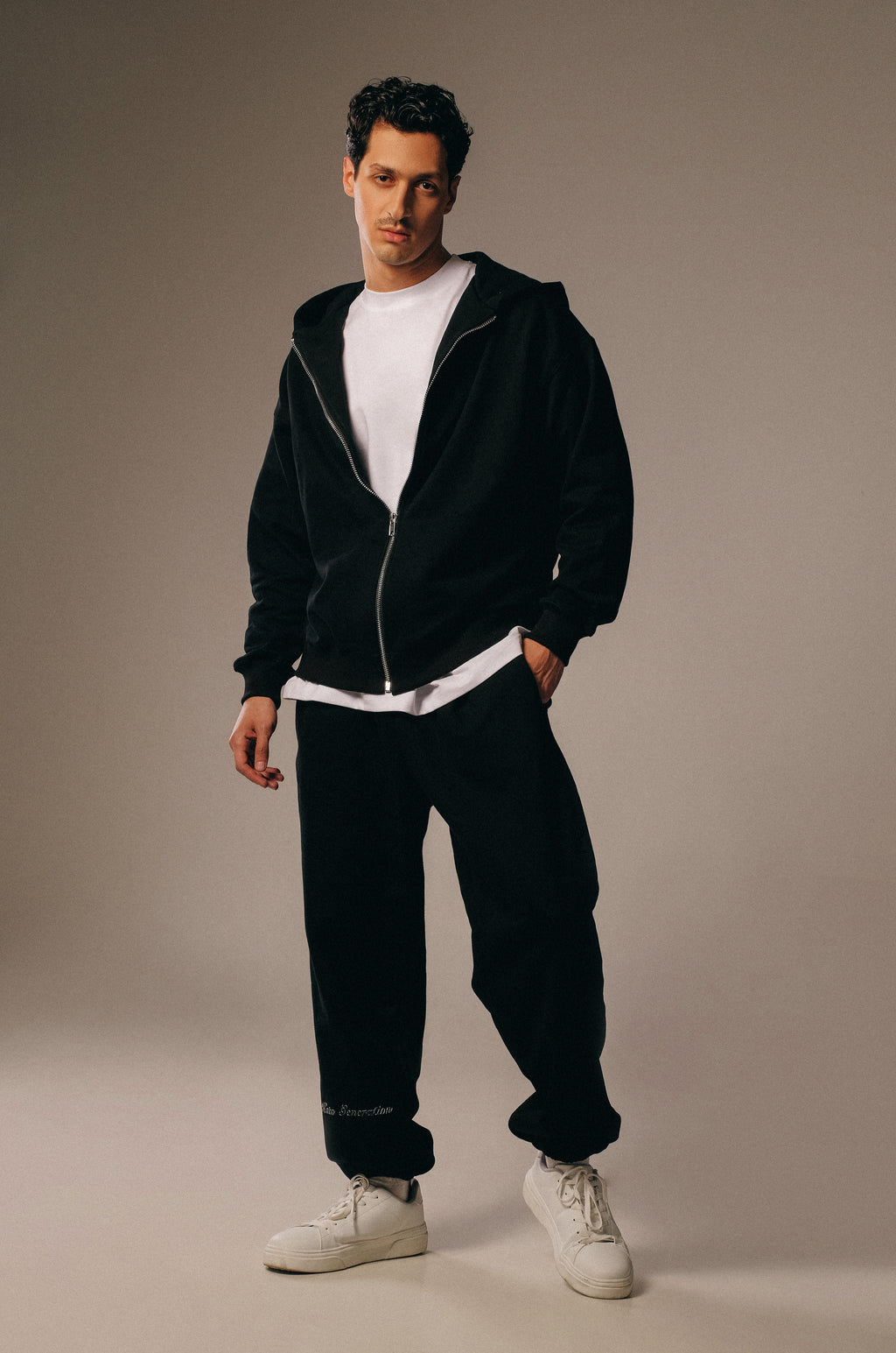 French terry zip-up hoodie