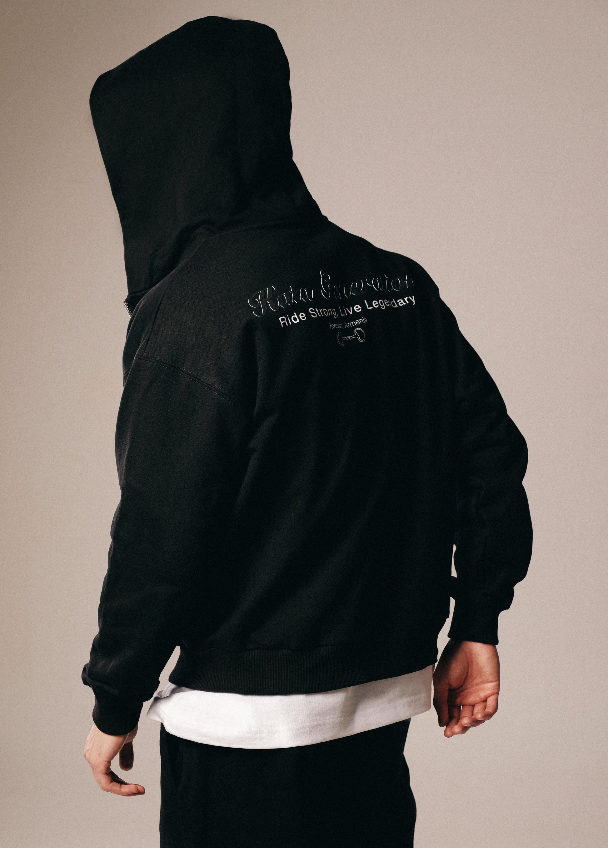 French terry zip-up hoodie